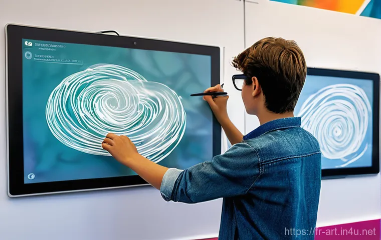 미술 교육과 미술사 연구 방법 - Digital Art Classroom in France**
* **Prompt:** A vibrant, sun-drenched classroom in a modern Fre...